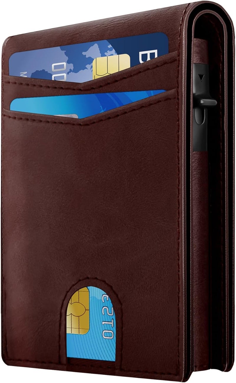 QLD Wallet for Men - RFID Blocking [Functional & Practical] Bifold Slim Minimalist Credit Card Holder Pop Up Metal Case with Cash Slot, Front Pocket with ID Window, Gift Boxed - Image 1